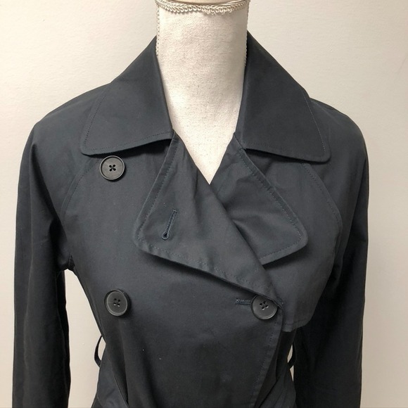 Quince Comfort Stretch Trench Coat Midnight Black Womens XS Organic Cotton - Picture 3 of 9